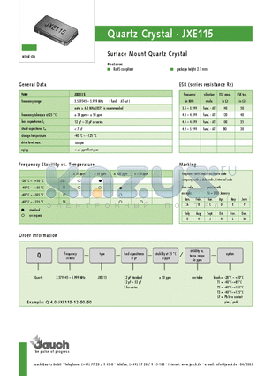 JXE115 datasheet - Quartz Crystal