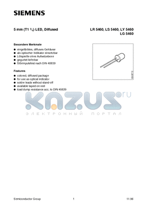 LG5460-K datasheet - 5 mm (T1 3/4) LED, Diffused