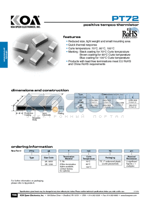 PT722AT70CTE471 datasheet - positive tempco thermistor