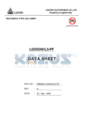 LG55540-L3-PF datasheet - RECTANGLE TYPE LED LAMPS