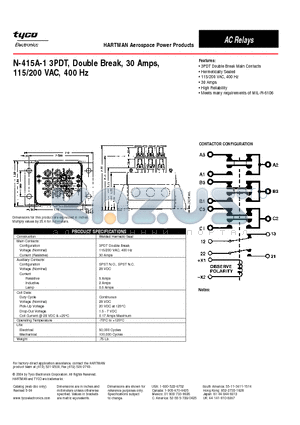 N-415A-1 datasheet - 3PDT Double Break Main Contacts