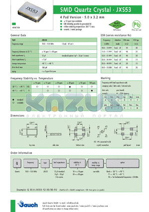 JXS53 datasheet - SMD Quartz Crystal