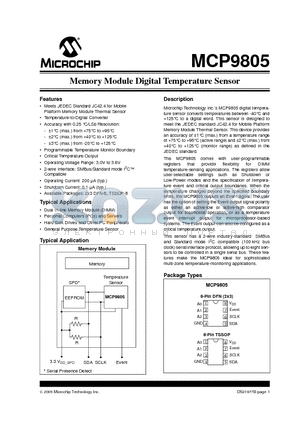 MCP9805 datasheet - Memory Module Digital Temperature Sensor