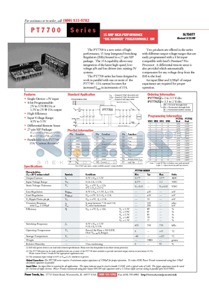 PT7701N datasheet - 15 AMP HIGH-PERFORMANCE BIG HAMMER PROGRAMMABLE ISR