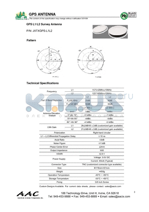 JXTXGPS-L1L2 datasheet - GPS L1/L2 Survey Antenna