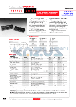 PT7706 datasheet - 18 AMP BIG-HAMMER PROGRAMMABLE INTEGRATED SWITCHING REGULATOR