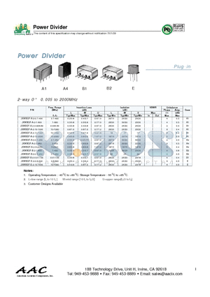 JXWBGF-A-2-10-1400 datasheet - Power Divider