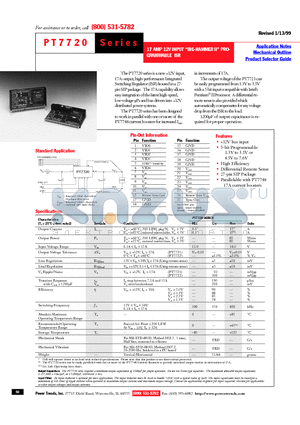 PT7722 datasheet - 17 AMP 12V INPUT BIG-HAMMER II PROGRAMMABLE ISR