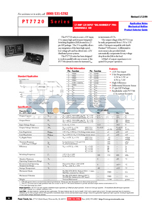 PT7721 datasheet - 17 AMP 12V INPUT BIG-HAMMER II PROGRAMMABLE ISR