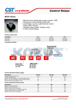 MCPC2425 datasheet - Microprocessor based phase angle controller / SSR