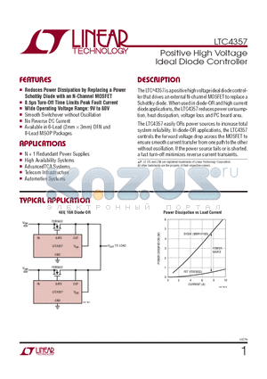 LTC4357IMS8-PBF datasheet - Positive High Voltage Ideal Diode Controller