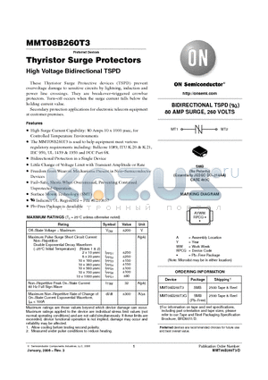 MMT08B260T3 datasheet - Thyristor Surge Protectors High Voltage Bidirectional TSPD