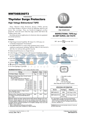 MMT08B260T3G datasheet - Thyristor Surge Protectors High Voltage Bidirectional TSPD