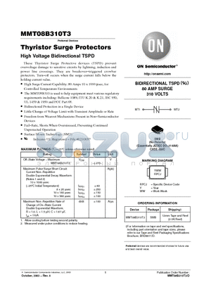 MMT08B310T3 datasheet - Thyristor Surge Protectors