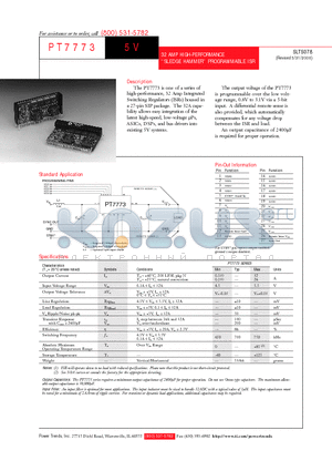 PT7773A datasheet - 32 AMP HIGH-PERFORMANCE SLEDGE HAMMER PROGRAMMABLE ISR