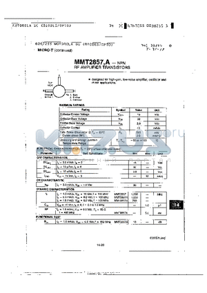 MMT2857 datasheet - RF AMPLIFIER TRANSISTORS