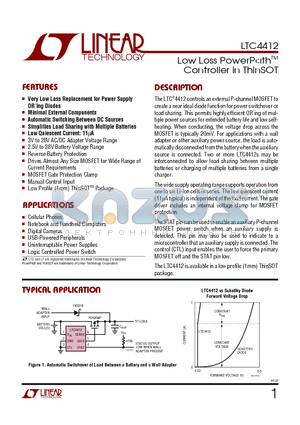 LTC4412 datasheet - Low Loss PowerPathTM Controller in ThinSOT