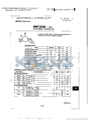 MMT3546 datasheet - SWITCHING TRANSISTOR