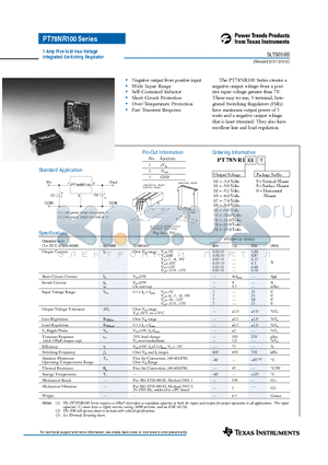 PT78NR110V datasheet - 1 Amp Plus to Minus Voltage Integrated Switching Regulator