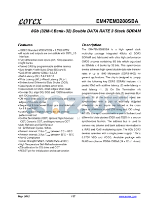 EM47EM3288SBA datasheet - JEDEC Standard VDD/VDDQ