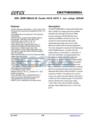 EM47FM0888MBA datasheet - JEDEC Standard VDD/VDDQ