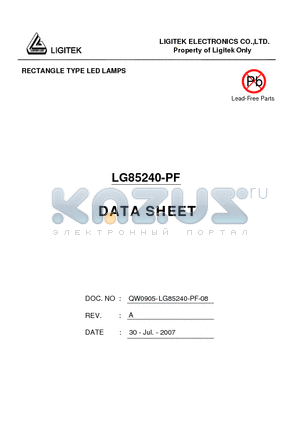 LG85240-PF datasheet - RECTANGLE TYPE LED LAMPS