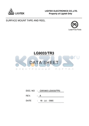 LG9033-TR3 datasheet - SURFACE MOUNT TAPE AND REEL