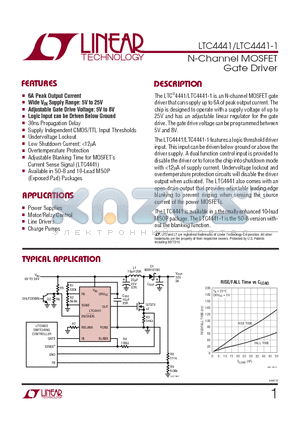 LTC4441IS8-1 datasheet - N-Channel MOSFET Gate Driver
