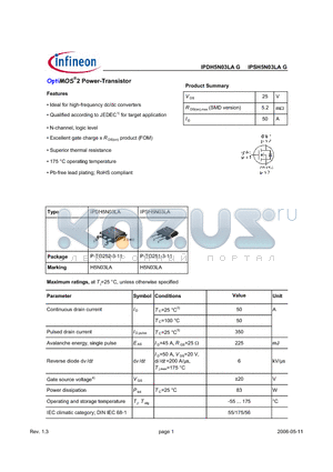 IPDH5N03LA datasheet - OptiMOS^2 Power-Transistor