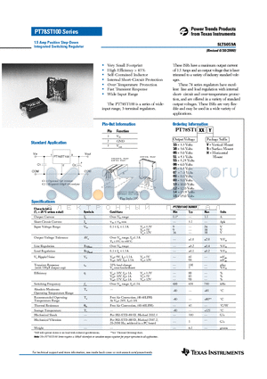 PT78ST105H datasheet - 1.5 Amp Positive Step-Down Integrated Switching Regulator