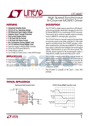 LTC4447EDD-PBF datasheet - High Speed Synchronous N-Channel MOSFET Driver