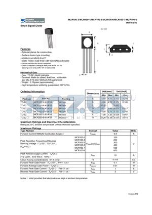 MCR100 datasheet - Small Signal Diode