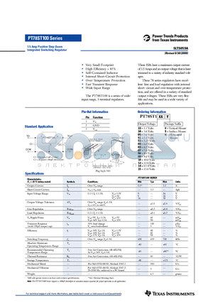 PT78ST106S datasheet - 1.5 Amp Positive Step-Down Integrated Switching Regulator