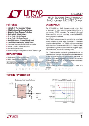 LTC4449IDCB datasheet - High Speed Synchronous N-Channel MOSFET Driver