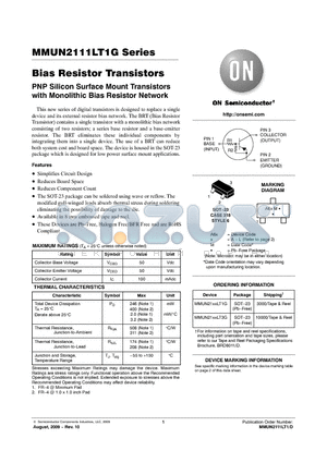 MMUN2111LT1G datasheet - Bias Resistor Transistors PNP Silicon Surface Mount Transistors