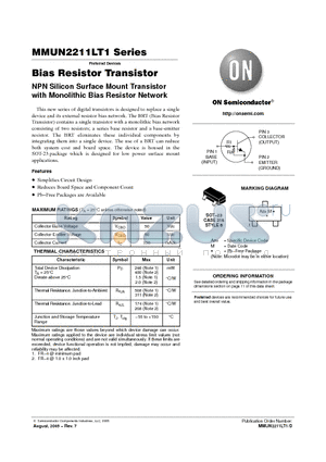 MMUN2112LT1 datasheet - Bias Resistor Transistor