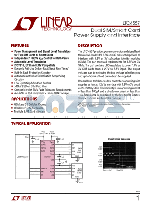 LTC4557 datasheet - Dual SIM/Smart Card Power Supply and Interface