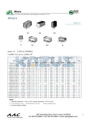 JXWBHP-B-5-1000-10 datasheet - Mixers