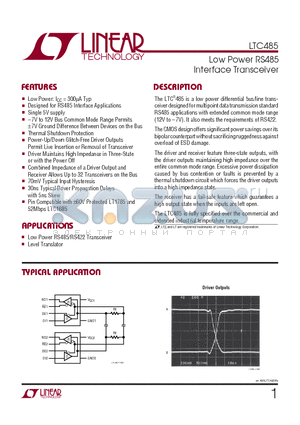 LTC485_06 datasheet - Low Power RS485 Interface Transceiver