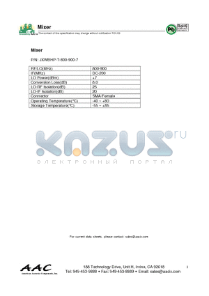 JXWBHP-T-800-900-7 datasheet - Mixer