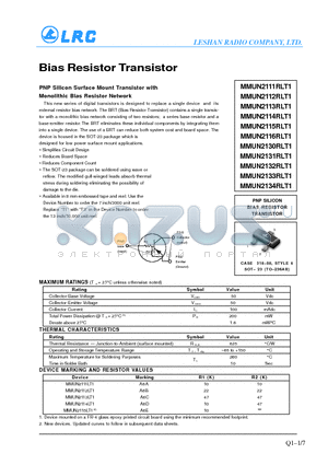 MMUN2133RLT1 datasheet - Bias Resistor Transistor