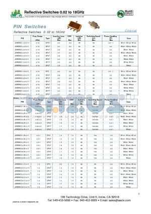 JXWBKG-1-G13-11 datasheet - Reflective Switches 0.02 to 18GHz