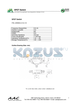 JXWBKG-2-0.5-18 datasheet - SPDT Switch