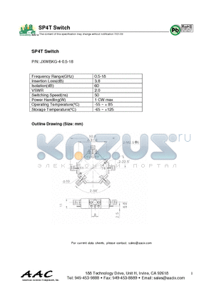 JXWBKG-4-0.5-18 datasheet - SP4T Switch