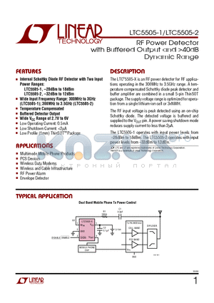 LTC5505-1ES5 datasheet - RF Power Detector with Buffered Output and >40dB Dynamic Range