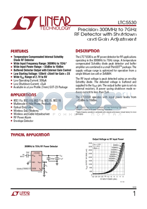 LTC5530 datasheet - Precision 300MHz to 7GHz RF Detector with Shutdown and Gain Adjustment