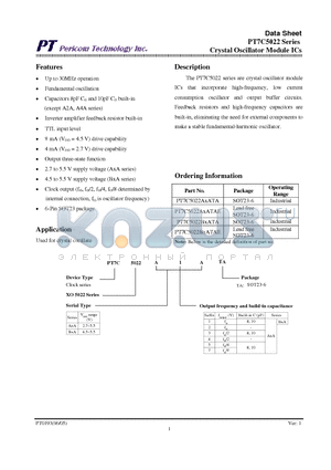 PT7C5022A3A datasheet - Crystal Oscillator Module ICs