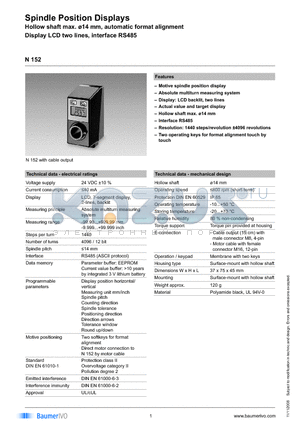 N152.123BA01 datasheet - Spindle Position Displays