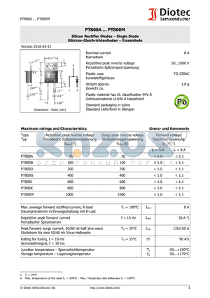 PT800A_10 datasheet - Silicon Rectifier Diodes - Single Diode