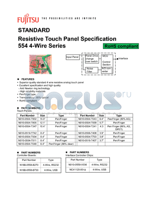 N16B-0558-B270 datasheet - STANDARD Resistive Touch Panel Specification